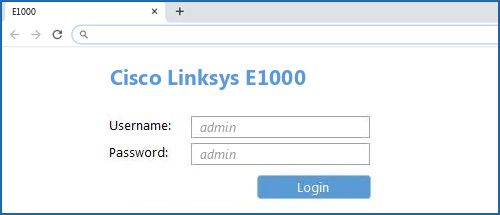 Cisco Linksys E1000 router default login