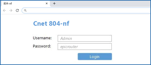 Cnet 804-nf router default login