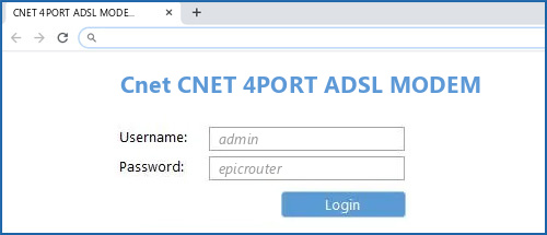 Cnet CNET 4PORT ADSL MODEM router default login