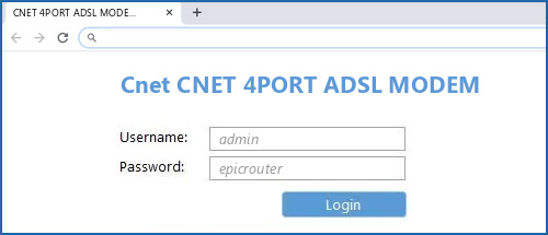 Cnet CNET 4PORT ADSL MODEM router default login