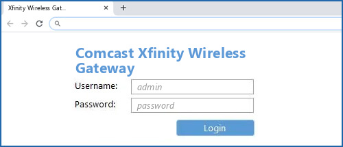 Comcast Xfinity Wireless Gateway router default login