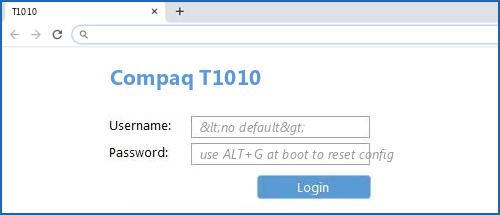 Compaq T1010 router default login