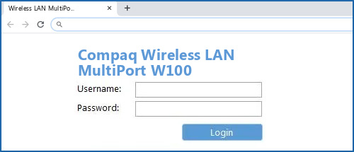 Compaq Wireless LAN MultiPort W100 router default login