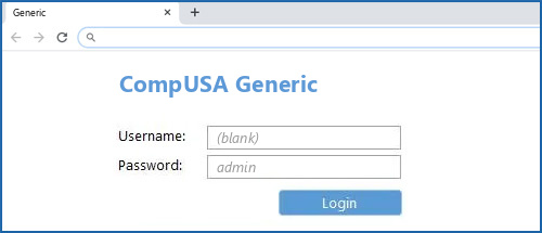 CompUSA Generic router default login