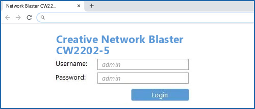 Creative Network Blaster CW2202-5 router default login
