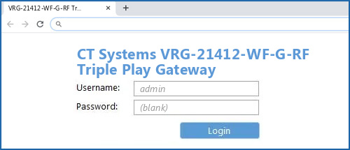 CT Systems VRG-21412-WF-G-RF Triple Play Gateway router default login
