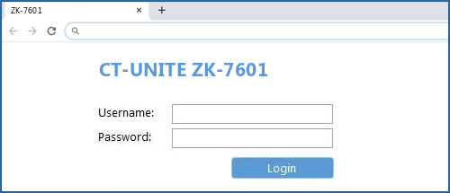 CT-UNITE ZK-7601 router default login