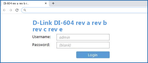 D-Link DI-604 rev a rev b rev c rev e router default login