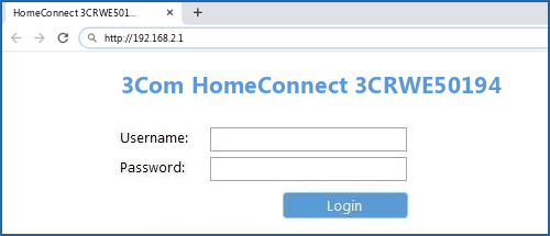 3Com HomeConnect 3CRWE50194 router default login