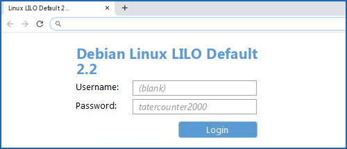 Debian Linux LILO Default 2.2 router default login