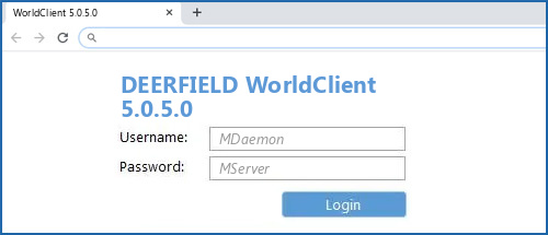 DEERFIELD WorldClient 5.0.5.0 router default login