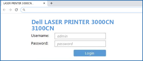 Dell LASER PRINTER 3000CN 3100CN router default login