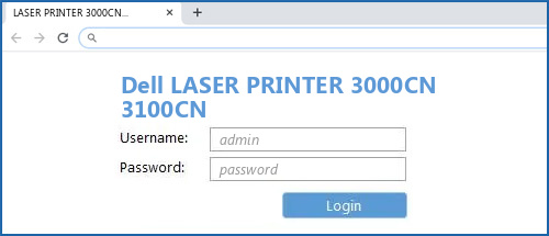 Dell LASER PRINTER 3000CN   3100CN router default login