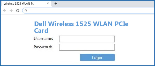 Dell Wireless 1525 WLAN PCIe Card router default login