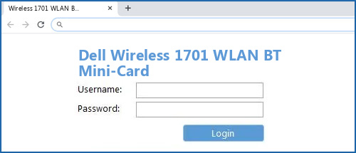 Dell Wireless 1701 WLAN BT Mini-Card router default login