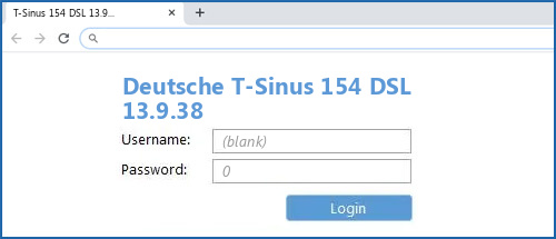 Deutsche T-Sinus 154 DSL 13.9.38 router default login