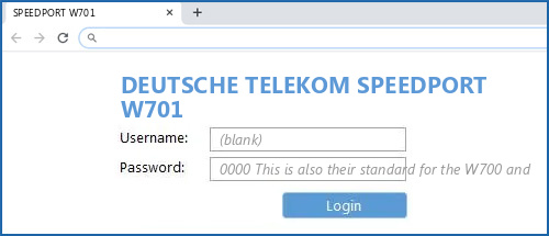 DEUTSCHE TELEKOM SPEEDPORT W701 router default login