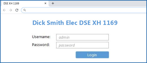 Dick Smith Elec DSE XH 1169 router default login