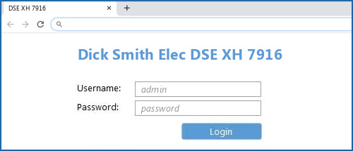 Dick Smith Elec DSE XH 7916 router default login