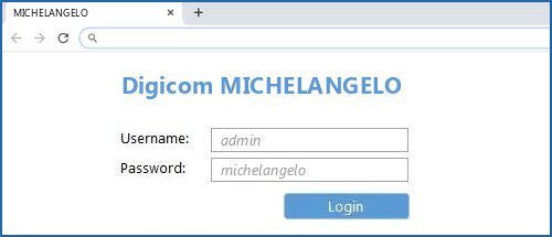 Digicom MICHELANGELO router default login