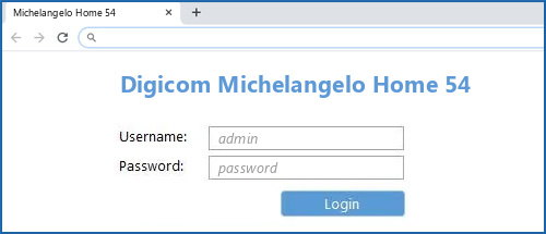 Digicom Michelangelo Home 54 router default login