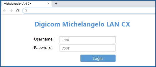 Digicom Michelangelo LAN CX router default login