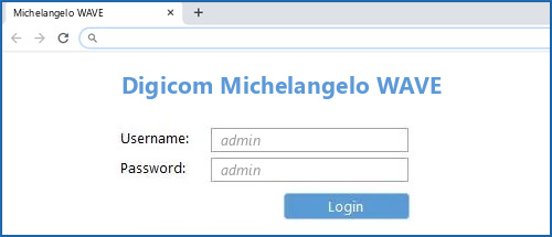 Digicom Michelangelo WAVE router default login