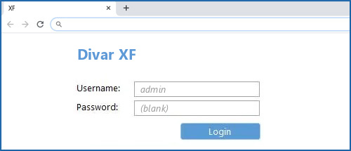 Divar XF router default login