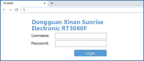 Dongguan Xinan Sunrise Electronic RT3060F router default login