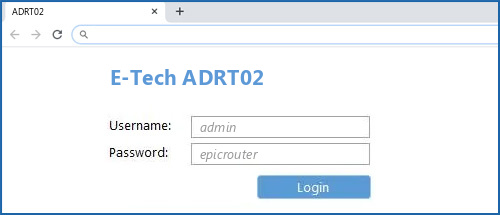 E-Tech ADRT02 router default login