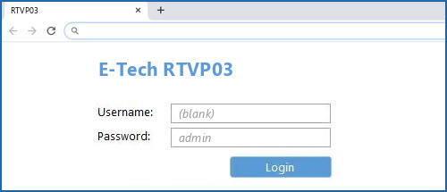 E-Tech RTVP03 router default login