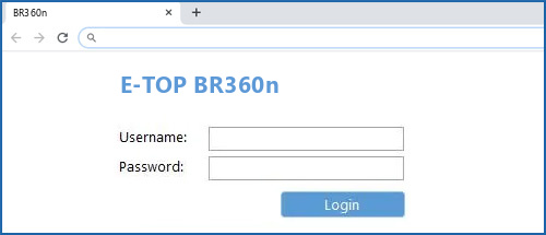 E-TOP BR360n router default login