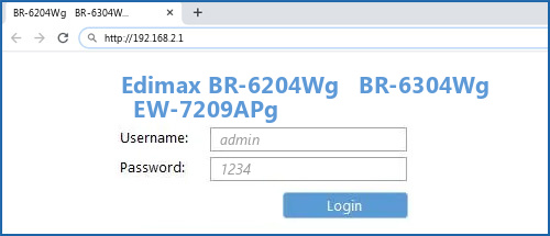 Edimax BR-6204Wg   BR-6304Wg   EW-7209APg router default login