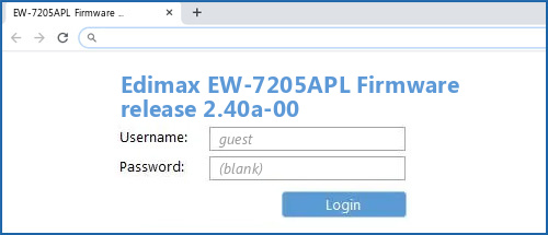Edimax EW-7205APL Firmware release 2.40a-00 router default login