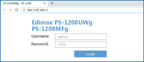 Edimax PS-1208UWg   PS-1208MFg router default login