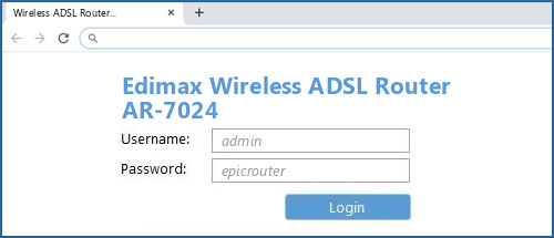Edimax Wireless ADSL Router AR-7024 router default login