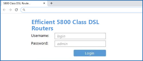 Efficient 5800 Class DSL Routers router default login