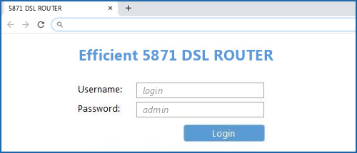 Efficient 5871 DSL ROUTER router default login