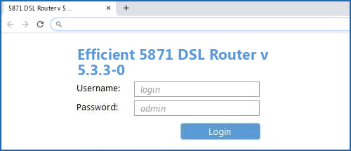 Efficient 5871 DSL Router v 5.3.3-0 router default login