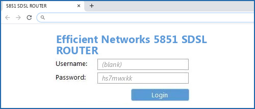 Efficient Networks 5851 SDSL ROUTER router default login