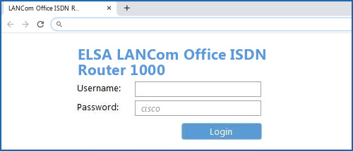 ELSA LANCom Office ISDN Router 1000 router default login