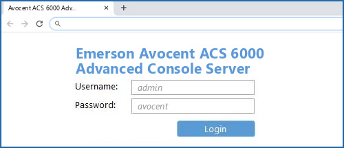 Emerson Avocent ACS 6000 Advanced Console Server router default login