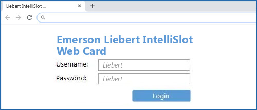 Emerson Liebert IntelliSlot Web Card router default login