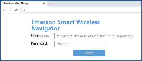 Emerson Smart Wireless Navigator router default login