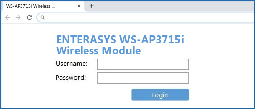 ENTERASYS WS-AP3715i Wireless Module router default login