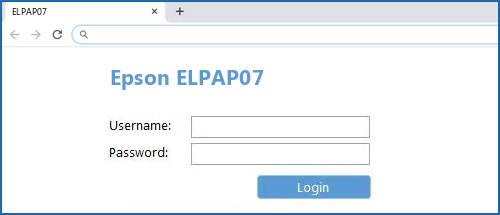 Epson ELPAP07 router default login