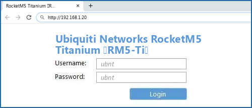 Ubiquiti Networks RocketM5 Titanium (RM5-Ti) router default login