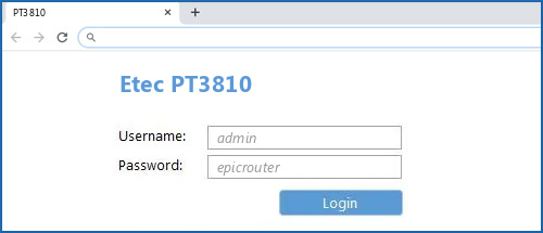 Etec PT3810 router default login