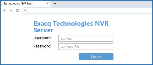 Exacq Technologies NVR Server router default login