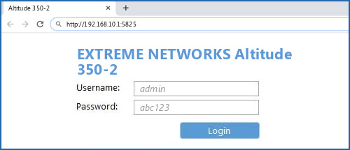 EXTREME NETWORKS Altitude 350-2 router default login
